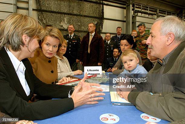 Princess Mathilde of Belgium and Defence Minister Andre Flahaut listen to a speech during the Family Info National Day , Saturday 09 December 2006,...