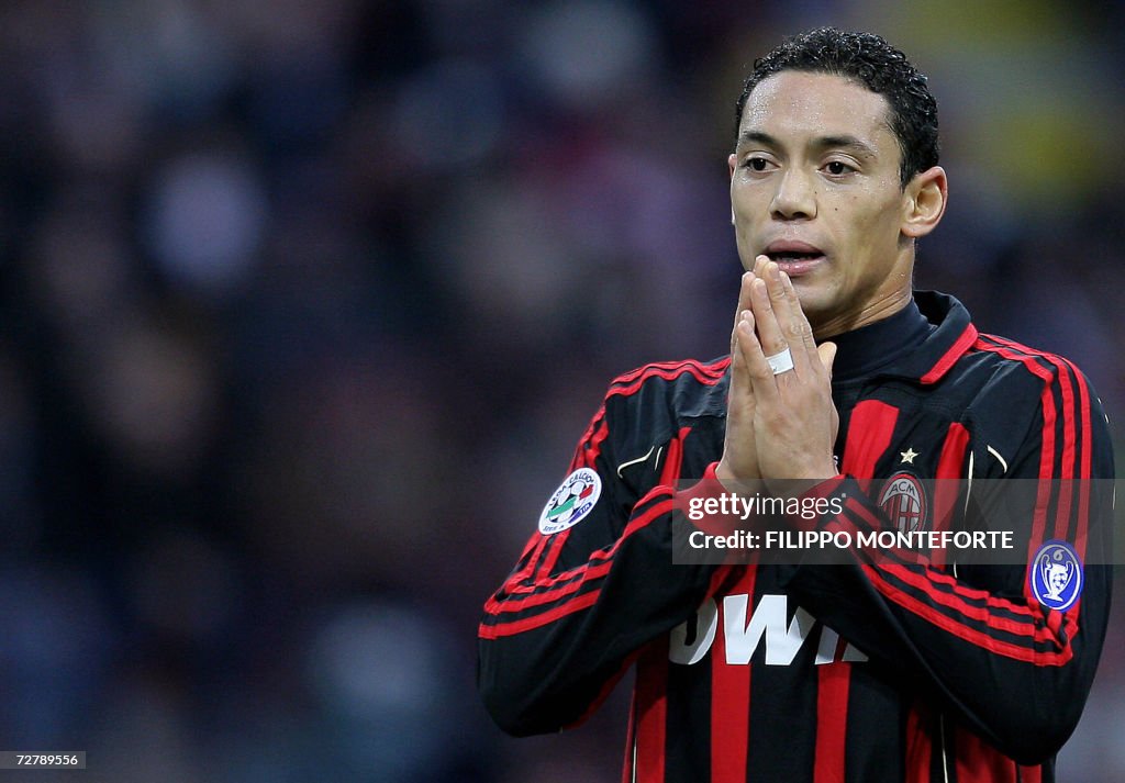 AC Milan's forward Ricardo Oliveira reac