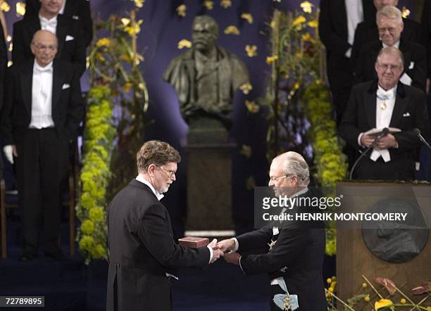 George F. Smoot, of the University of California Berkeley, CA, USA. Receives the The Nobel Prize in Physics 2006 from King Carl XVI Gustaf of Sweden,...