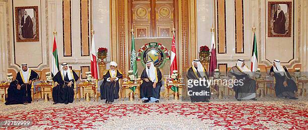 Leaders of the six-nation Gulf Cooperation Council , from L to R, United Arab Emirates President Sheikh Khalifa bin Zayed al-Nahayan, King Hamad of...