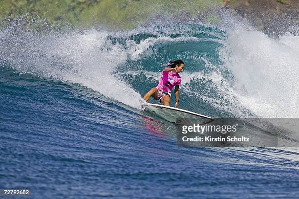 Layne Beachley of Sydney Australia wins an unprecedented seventh ASP World Title at the Billabong Pro when her only rival Chelsea Georgeson of...