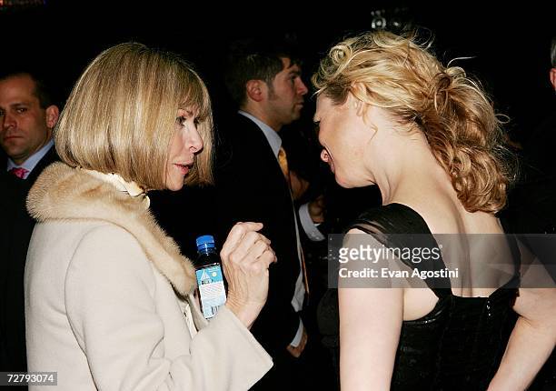Actress Renee Zellweger and Vogue Editor Anna Wintour attend the "Miss Potter" film premiere after party at The Grand, December 10, 2006 in New York...