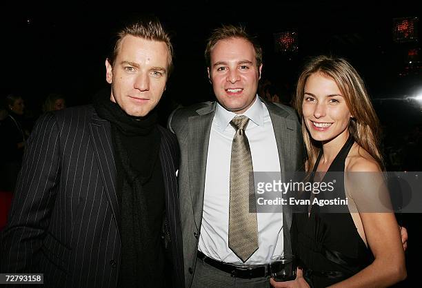 Actor Ewan McGregor, producer David Thwaites and wife Meghan attend the "Miss Potter" film premiere after party at The Grand, December 10, 2006 in...