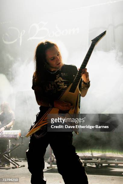 Alexi Laiho of Children Of Bodom performs on stage during the Chapter II of 'The Unholy Alliance Tour' 2006 at the Carling Brixton Academy on...