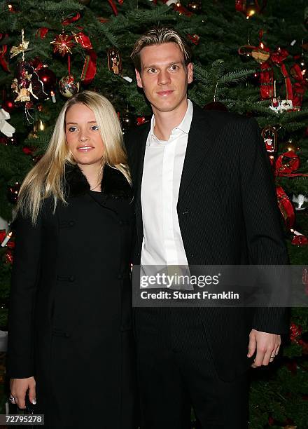 Tim Borowski with his wife Lena Borowski during the Christmas Party of Werder Bremen at the Park Hotel on December 11, 2006 in Bremen, Germany.