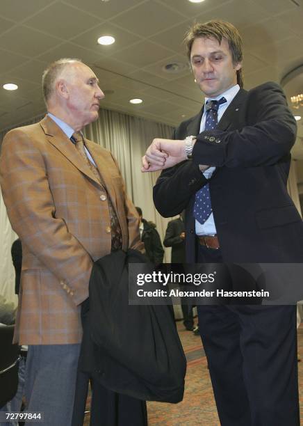 Executiv Board member Willi Schulz and Dietmar Beiersdorfer , Sporting manager of Hamburger SV, looking on during the general meeting of Hamburger SV...