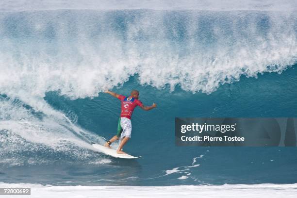 Bobby Martinez of the U.S. Posts a strong victory over Jake Paterson, Yuri Sodre and Randall Paulson respectively in round two of the Rip Curl Pro...