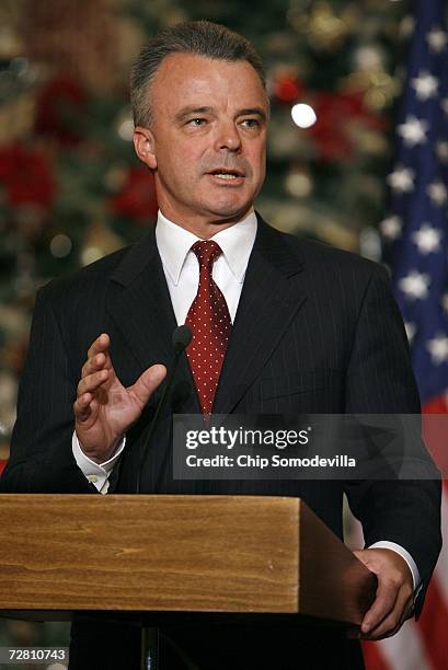 Australian Minister of Defense Brendan Nelson makes remarks about Australian involvment in Iraq during a news conference at the State Department...