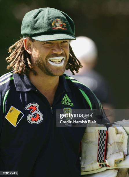 Andrew Symonds of Australia leaves the nets during the Australian nets session at the WACA on December 13, 2006 in Perth, Australia.