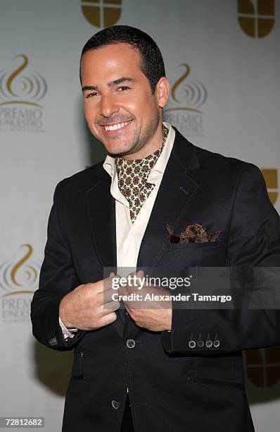 Television personality Carlos Calderon poses at Univision studios during the announcement of the nominees for the 2007 Premio Lo Nuestro awards show...