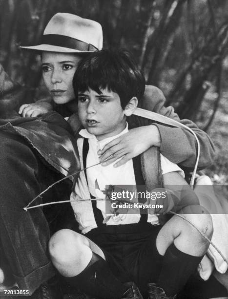 French actress Marie-Jose Nat with her son David Drach in a scene from 'Les Violons du Bal', written and directed by her husband Michel Drach, 1974....