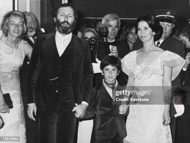 French actress Marie-Jose Nat with her son David Drach and husband Michel Drach at the Cannes Film Festival, 27th May 1974. Nat won the award for...