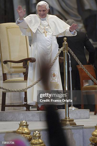 Pope Benedict XVI attends his weekly audience at the Paul VI Hall, December 13 in the Vatican City, Vatican.
