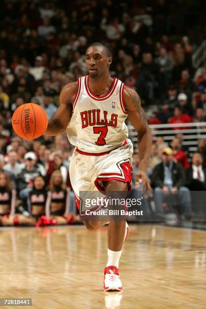 Ben Gordon of the Chicago Bulls drives against the Minnesota Timberwolves during the game at the United Center in Chicago, Illinois, on December 9,...
