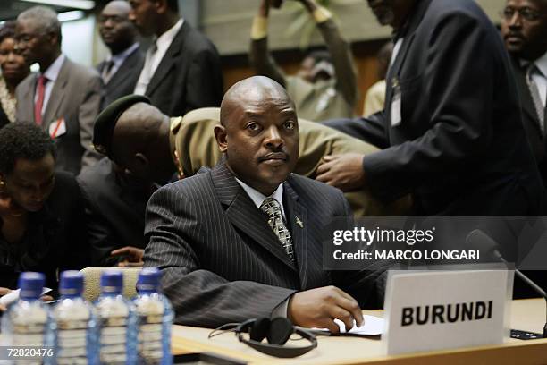 Burundi President Pierre Nkurunziza waits 14 December 2006 for the start of the UN-sponsored conference on the Great Lakes Region. Eleven African...