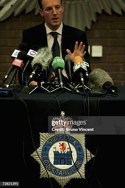 Detective Chief Superintendent Stewart Gull speaks to media during a press conference in Suffolk's Police headquarters on December 14, 2006 in...