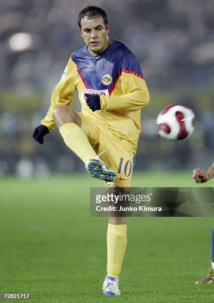 Cuauhtemoc Blanco of Club America in action during the FIFA Club World Cup Japan 2006 Semifinals between FC Barcelona v Club America at the...