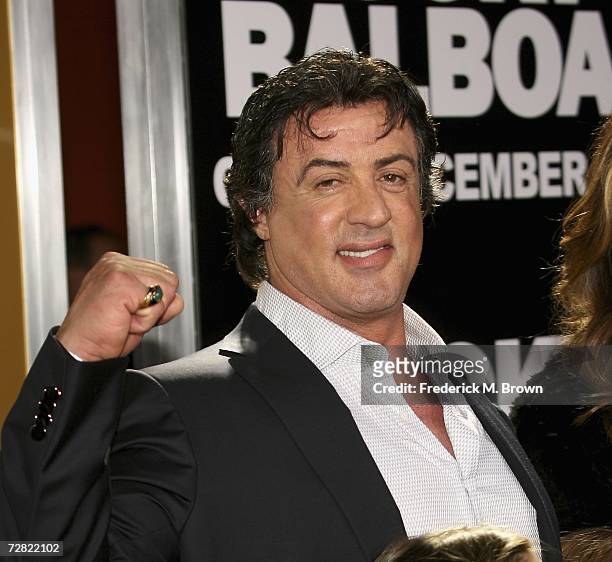 Actor Sylvester Stallone attends the world premiere of "Rocky Balboa" at Grauman's Chinese Theater on December 13, 2006 in Hollywood, California.