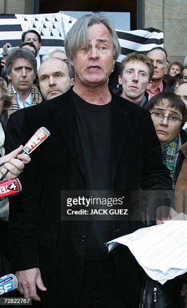Guillaume Seznec's grandson Denis Le Her-Seznec adresses the press, 14 December 2006 in Paris, after the French Court of Revision rejected the...