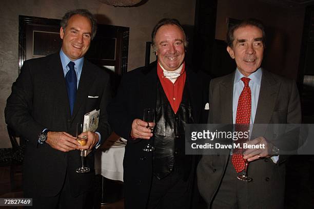 Charles Finch, Dai Llewellyn and Lord Tunis attend the book launch of "Dancing Into Battle" by Nick Foulkes at the Westbury Hotel December 14, 2006...