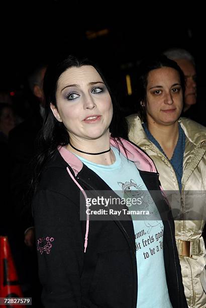 Evanescence member Amy Lee arrives at the Ed Sullivan Theater for a taping of the ''Late Show with David Letterman'' on December 14, 2006 in New York...