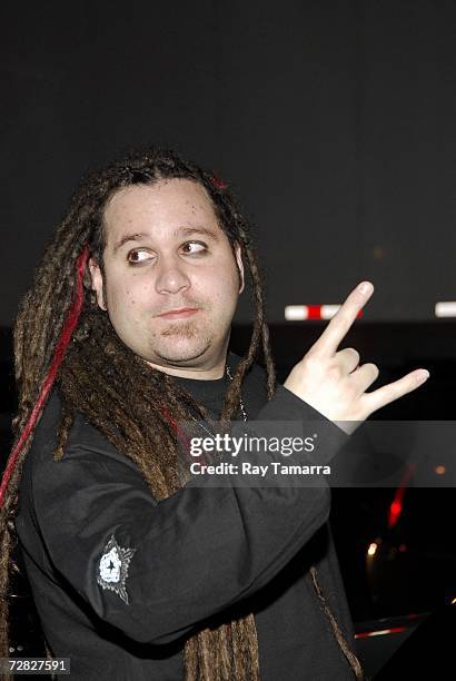 Evanescence member Terry Balsamo arrives at the Ed Sullivan Theater for a taping of the ''Late Show with David Letterman'' on December 14, 2006 in...