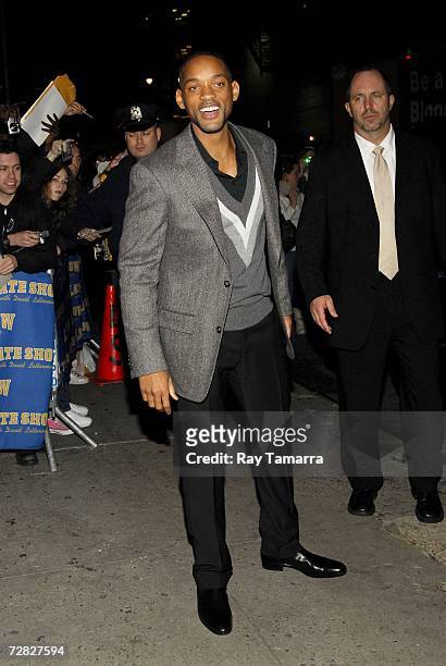 Actor and recording artist Will Smith arrives at the Ed Sullivan Theater for a taping of the ''Late Show with David Letterman'' on December 14, 2006...