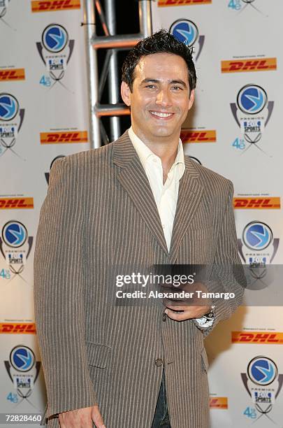 Rene Lavan poses at the 4th Annual Premios Fox Sports Awards held at the Jackie Gleason Theater for the Performing Arts on December 14, 2006 in...