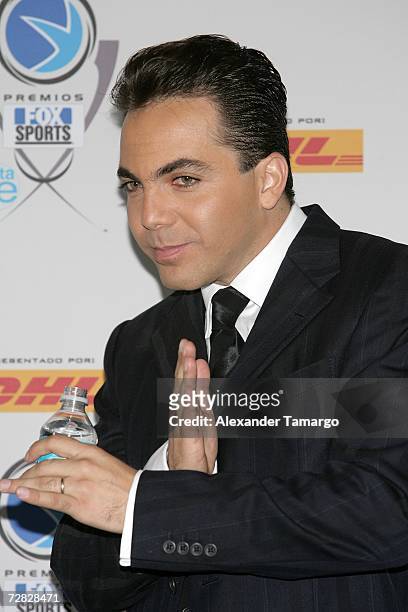 Cristian Castro poses at the 4th Annual Premios Fox Sports Awards held at the Jackie Gleason Theater for the Performing Arts on December 14, 2006 in...