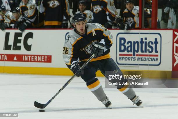 Steve Sullivan of the Nashville Predators skates against the Columbus Blue Jackets at Gaylord Entertainment Center on November 18, 2006 in Nashville,...