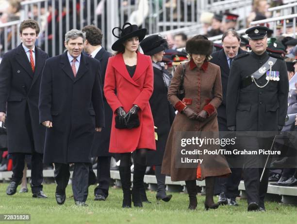 Kate Middleton, Prince William's girlfriend, with her parents Carole and Michael attend the Sovereign's Parade at Sandhurst Military Academy on...