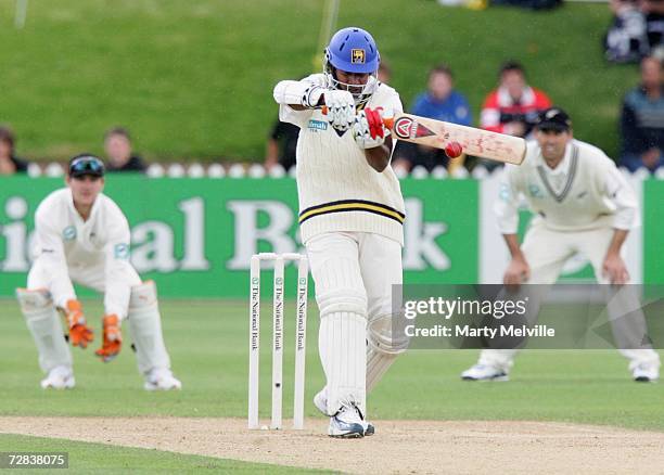 Chaminda Vaas of Sri Lanka in action during day three of the second test match between New Zealand and Sri Lanka at the Basin Reserve December 17,...