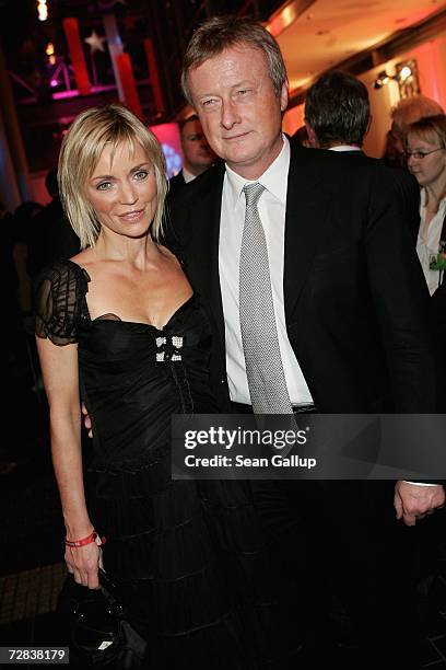 Television hostess Christiane Gerboth and Hans-Ulrich Joerges attend the Herz fuer Kinder charity gala at Axel Springer Haus December 16, 2006 in...