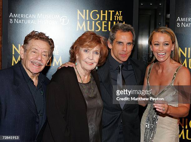 Actors Jerry Stiller, Ben Stiller, Christine Taylor and Anne Meara arrive at the world premiere of Night at the Museum and official launch of the...