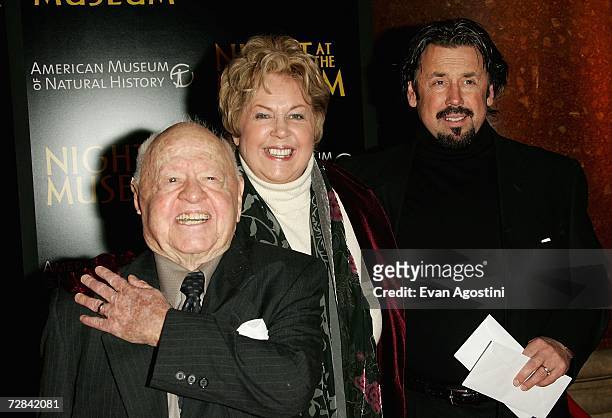 Actor Mickey Rooney, his wife Jan Rooney and son Chris Rooney attend the 20th Century Fox premiere of "Night At The Museum" at the American Museum Of...