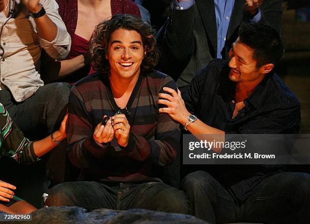 Contestants Oscar "Ozzy" Lusth and winner Yul Kwon attend the "Survivor: Cook Islands" Finale at CBS Television City on December 17, 2006 in Los...