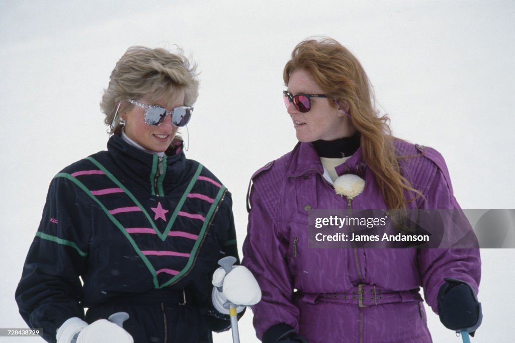 Sarah Ferguson And Diana In Klosters