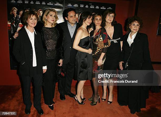 French actresses Miou-Miou, Catherine Deneuve, director Thierry Klifa, actresses Geraldine Pailhas, Emmanuelle Beart, Valerie Lemercier, and Claire...