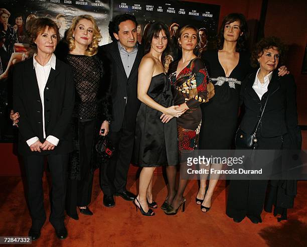 French actresses Miou-Miou, Catherine Deneuve, director Thierry Klifa, actresses Geraldine Pailhas, Emmanuelle Beart, Valerie Lemercier, and Claire...