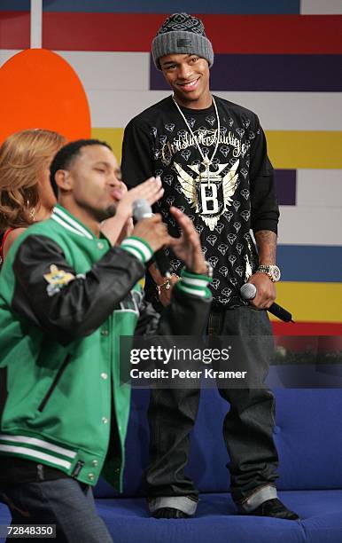 VJs Terrence Jackson, Rocsi and rapper Bow Wow make an appearance on BET's "106 & Park" on December 18, 2006 in New York City.