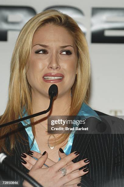 Miss USA Tara Conner speaks at press conference, at Trump Tower on December 19, 2006 in New York City. Developer Donald Trump, who owns the Miss USA...