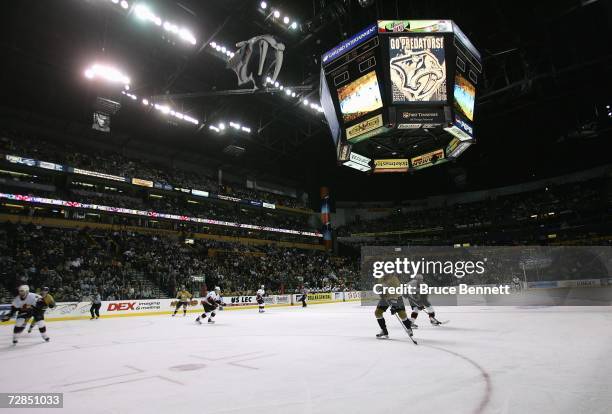 General view from ice level during the game between the Ottawa Senators and the Nashville Predators on December 14, 2006 at the Gaylord Entertainment...