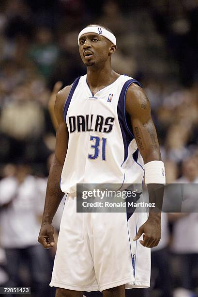 Jason Terry of the Dallas Mavericks stands on the court during the NBA game against the Detroit Pistons at American Airlines Center on December 7,...