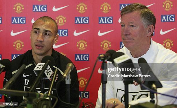 Manager Sir Alex Ferguson of Manchester United speaks during a press conference at Carrington Training Ground on December 20 2006 in Manchester,...