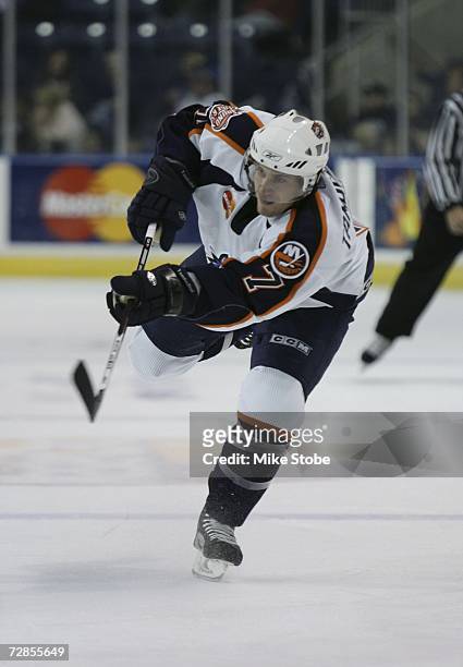 Jeff Tambellini of the Bridgeport Sound Tigers skates against the Albany River Rats at the Arena at Harbor Yard on November 26, 2006 in Bridgeport,...