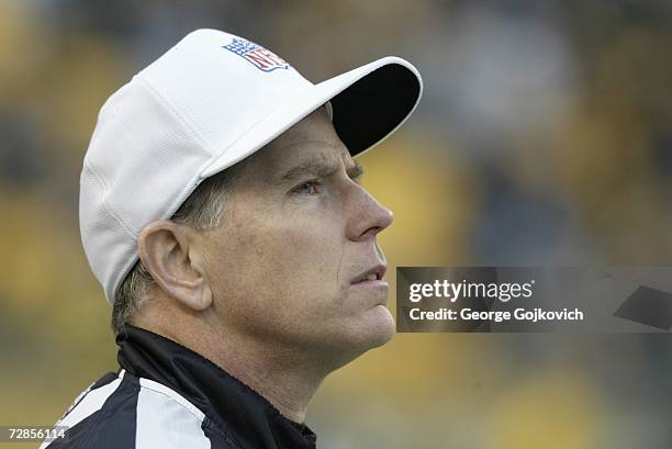 Referee Terry McAulay on the field before the start of a game between the Pittsburgh Steelers and the Tampa Bay Buccaneers at Heinz Field on December...