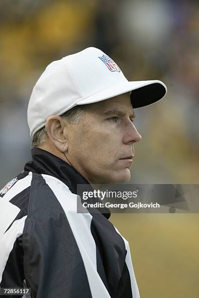 Referee Terry McAulay on the field before the start of a game between the Pittsburgh Steelers and the Tampa Bay Buccaneers at Heinz Field on December...
