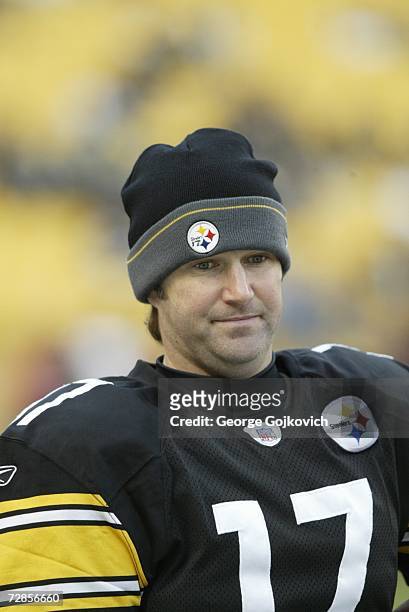 Punter Chris Gardocki of the Pittsburgh Steelers on the sideline during a game against the Tampa Bay Buccaneers at Heinz Field on December 3, 2006 in...
