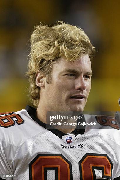 Tight end Doug Jolley of the Tampa Bay Buccaneers on the field after a game against the Pittsburgh Steelers at Heinz Field on December 3, 2006 in...