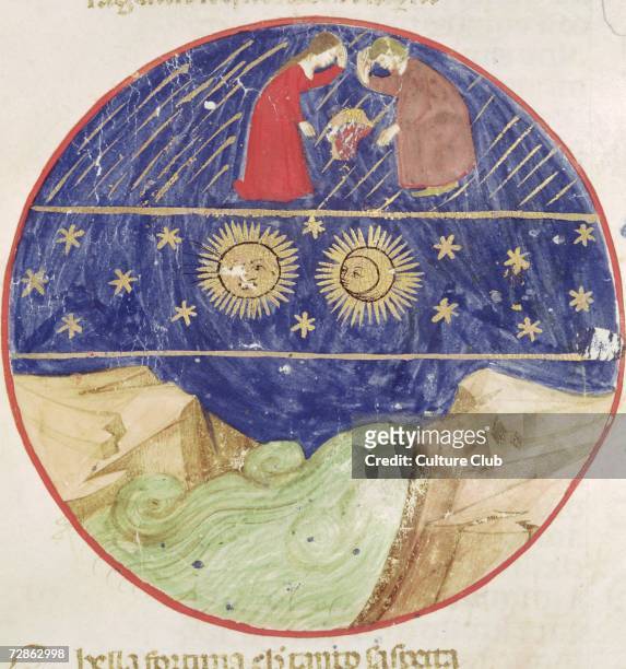 Dante and Beatrice contemplating the sign of Gemini, the planets and the earth, from 'Divina Commedia' by Dante Alighieri